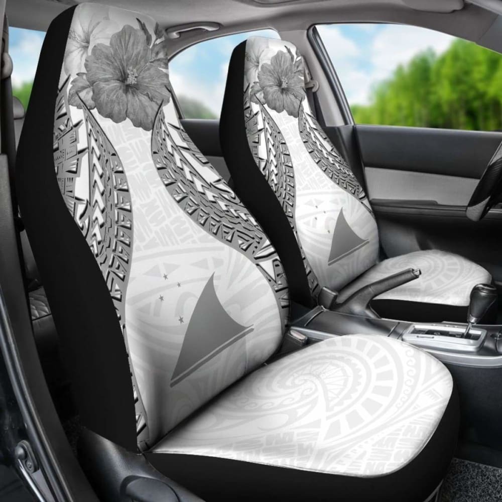 Tokelau Polynesian Car Seat Covers Pride Seal And Hibiscus White - 232125 - YourCarButBetter