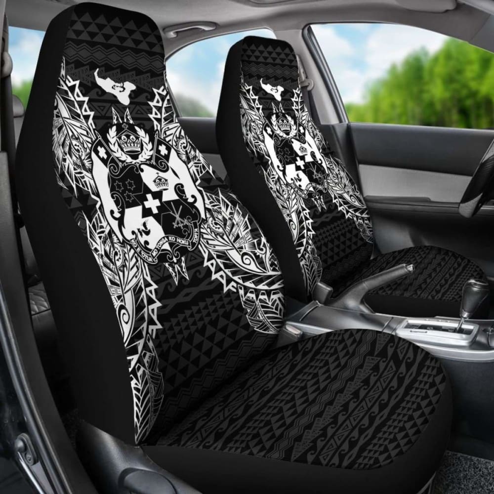 Tonga Car Seat Cover - Tonga Coat Of Arms Map Black - 105905 - YourCarButBetter