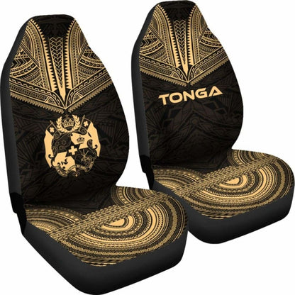 Tonga Car Seat Cover - Tonga Coat Of Arms Polynesian Chief Tattoo Gold Version - 105905 - YourCarButBetter