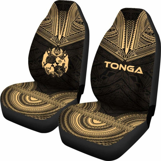 Tonga Car Seat Cover - Tonga Coat Of Arms Polynesian Chief Tattoo Gold Version - 105905 - YourCarButBetter