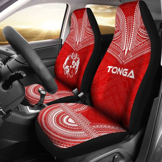Tonga Car Seat Cover - Tonga Coat Of Arms Polynesian Chief Tattoo Red Version - 105905 - YourCarButBetter