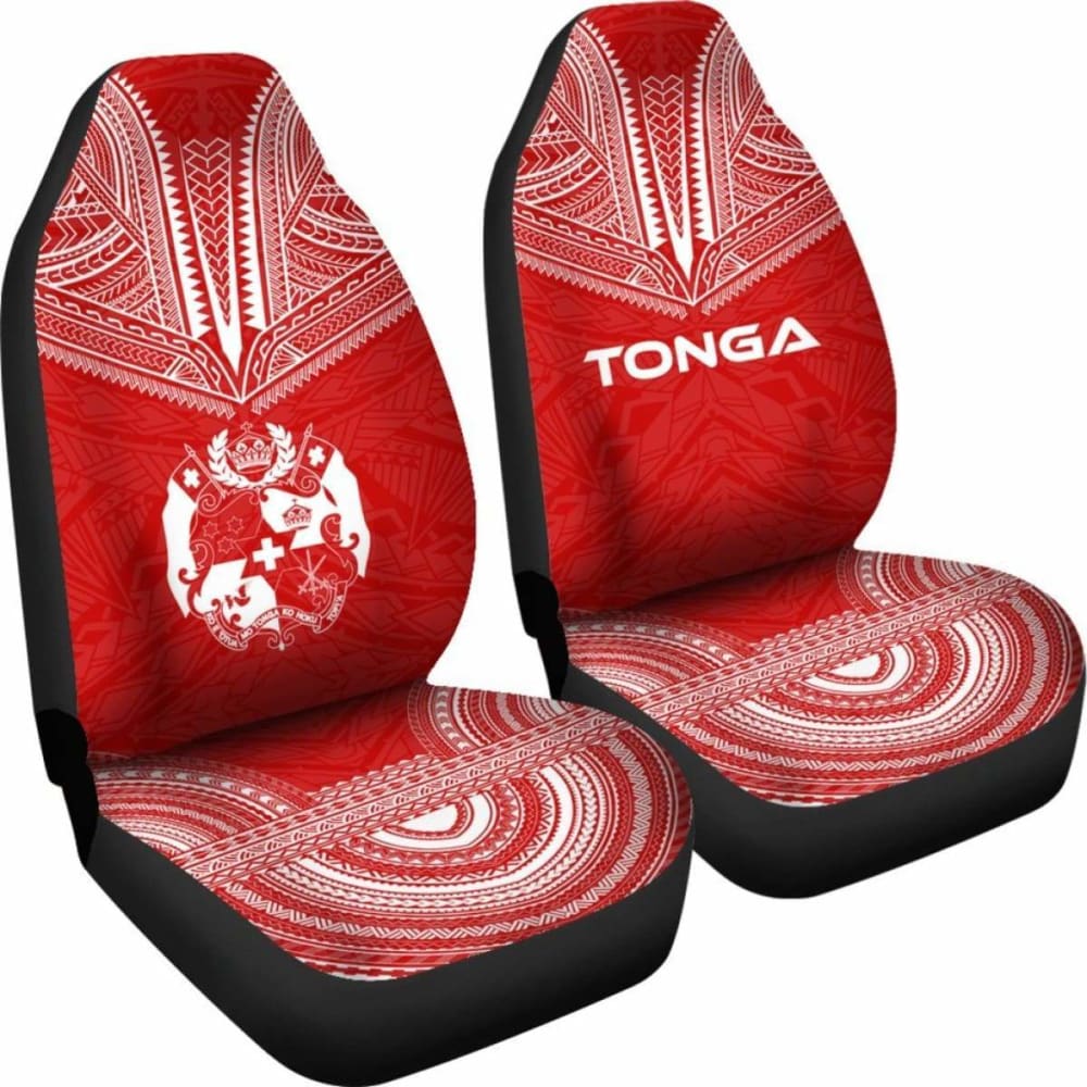 Tonga Car Seat Cover - Tonga Coat Of Arms Polynesian Chief Tattoo Red Version - 105905 - YourCarButBetter