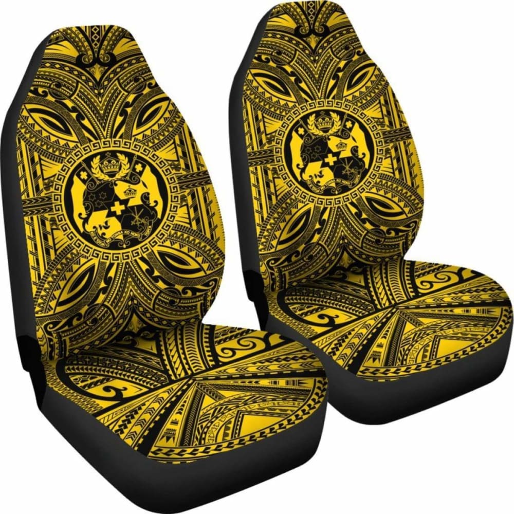 Tonga Car Seat Cover - Tonga Coat Of Arms Polynesian Gold Black 10 181703 - YourCarButBetter