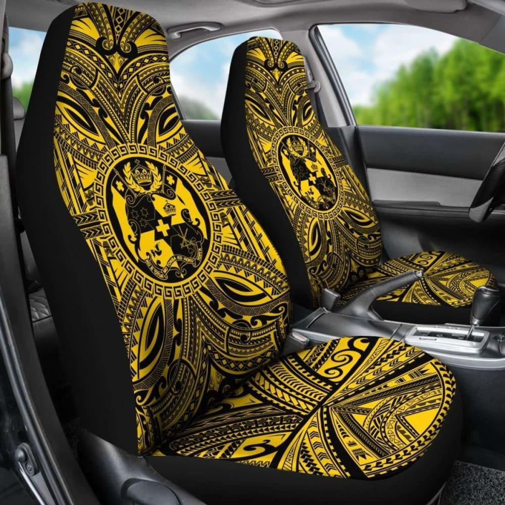 Tonga Car Seat Cover - Tonga Coat Of Arms Polynesian Gold Black 10 181703 - YourCarButBetter