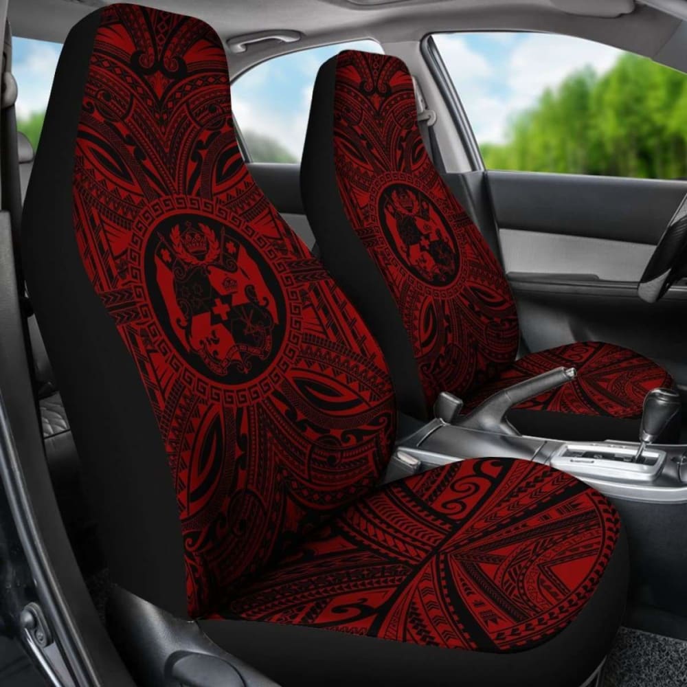 Tonga Car Seat Cover - Tonga Coat Of Arms Polynesian Red Black 10 181703 - YourCarButBetter