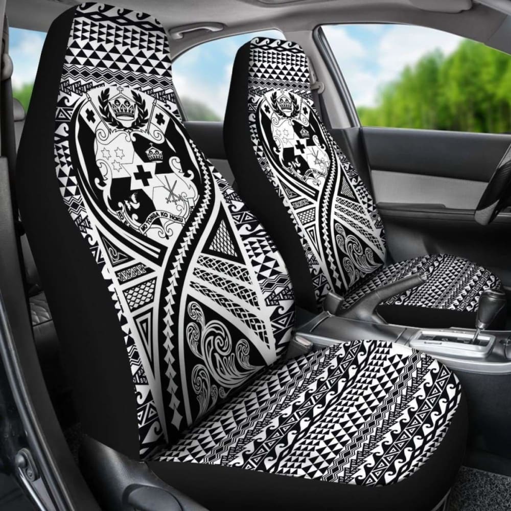 Tonga Car Seat Cover - Tonga Coat Of Arms Polynesian Tattoo Black - 105905 - YourCarButBetter