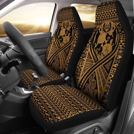 Tonga Car Seat Cover - Tonga Coat Of Arms Polynesian Tattoo Gold - 105905 - YourCarButBetter