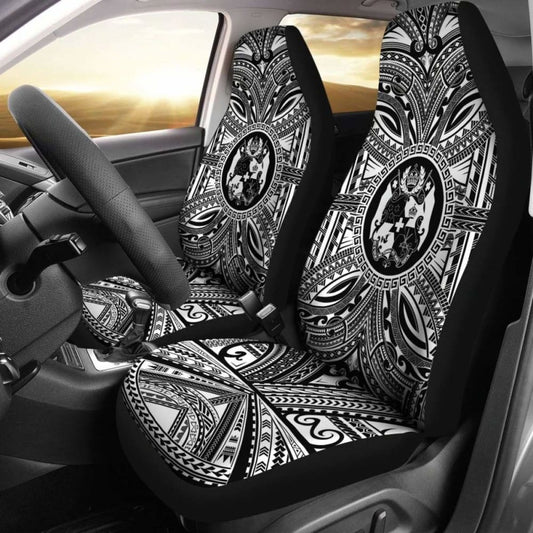 Tonga Car Seat Cover - Tonga Coat Of Arms Polynesian White Black 10 181703 - YourCarButBetter