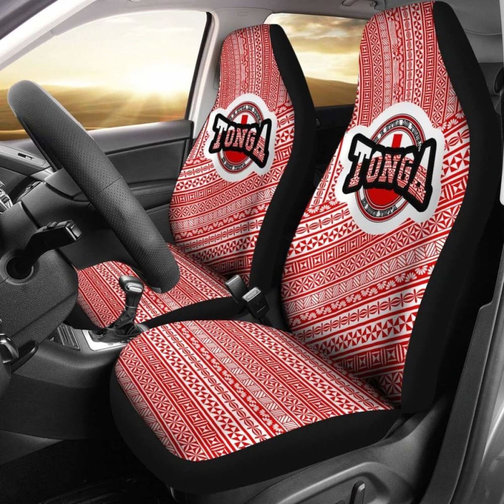 Tonga Car Seat Cover Tonga Flag And Tapa Pattern 2 181703 - YourCarButBetter