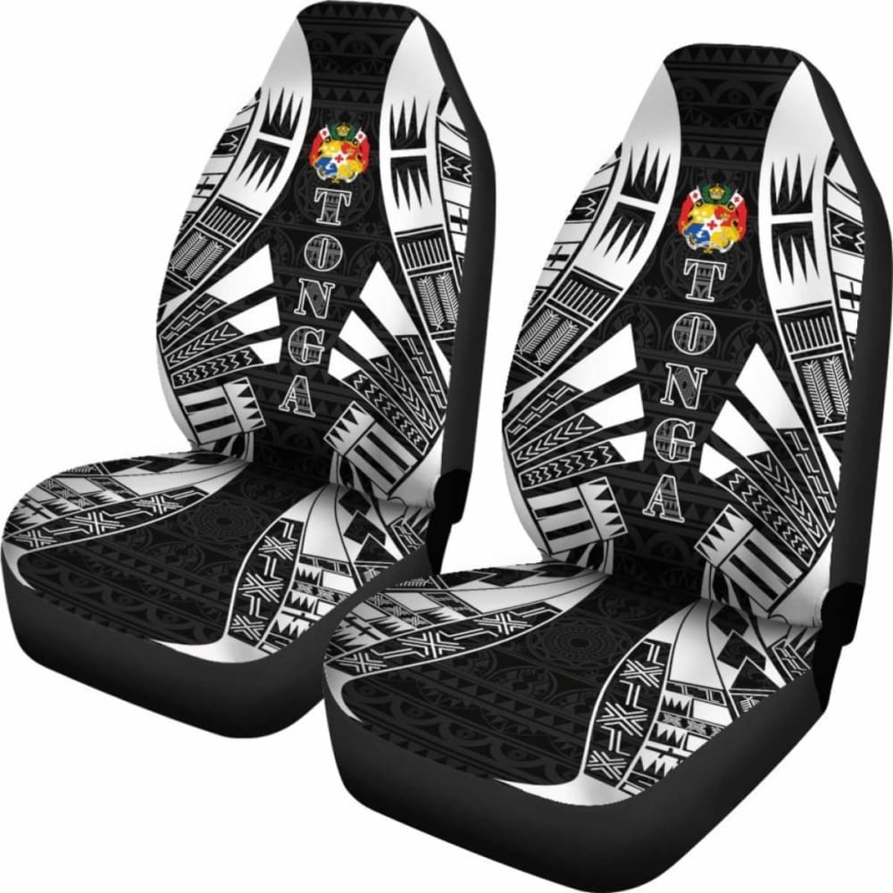 Tonga Car Seat Covers - Tonga Coat Of Arms Polynesian Tattoo Black - 09 181703 - YourCarButBetter