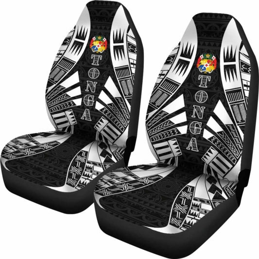Tonga Car Seat Covers - Tonga Coat Of Arms Polynesian Tattoo Black - 09 181703 - YourCarButBetter