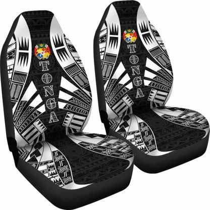 Tonga Car Seat Covers - Tonga Coat Of Arms Polynesian Tattoo Black - 09 181703 - YourCarButBetter