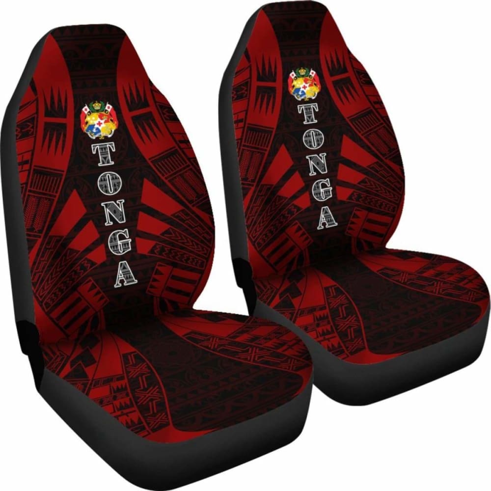 Tonga Car Seat Covers - Tonga Coat Of Arms Polynesian Tattoo Red - 09 181703 - YourCarButBetter
