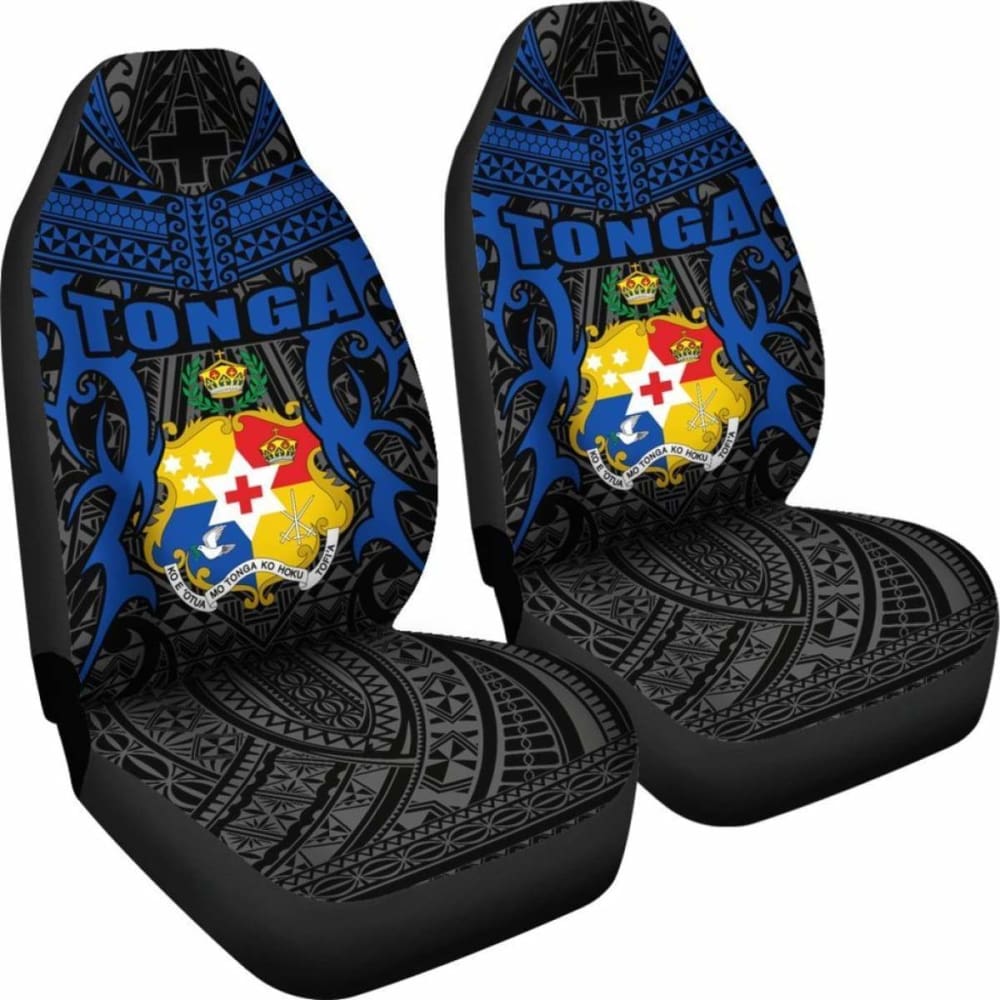 Tonga Car Seat Covers - Kingdom Of Tonga Set Of 2 (Black Blue) 181703 - YourCarButBetter