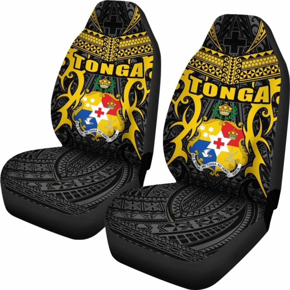 Tonga Car Seat Covers - Kingdom Of Tonga Set Of 2 (Black Gold) 181703 - YourCarButBetter