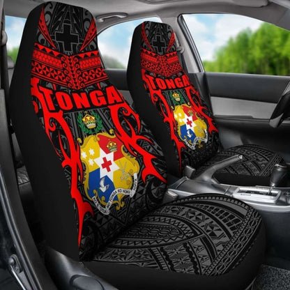 Tonga Car Seat Covers - Kingdom Of Tonga Set Of 2 (Black Red) 181703 - YourCarButBetter
