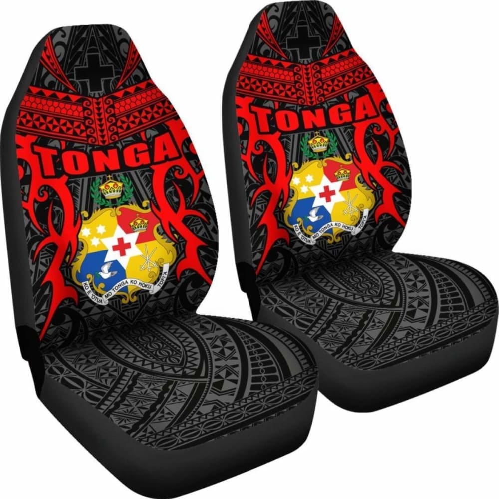 Tonga Car Seat Covers - Kingdom Of Tonga Set Of 2 (Black Red) 181703 - YourCarButBetter