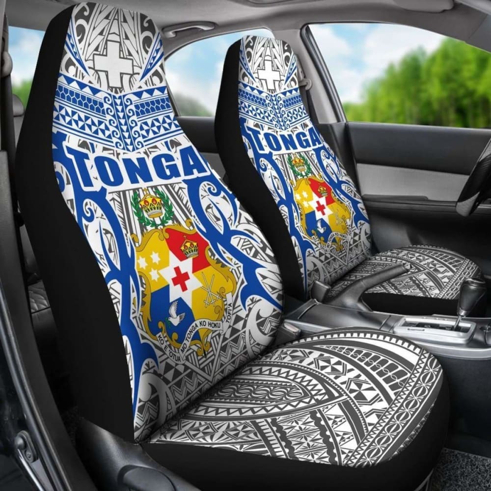 Tonga Car Seat Covers - Kingdom Of Tonga Set Of 2 (White Blue) 181703 - YourCarButBetter