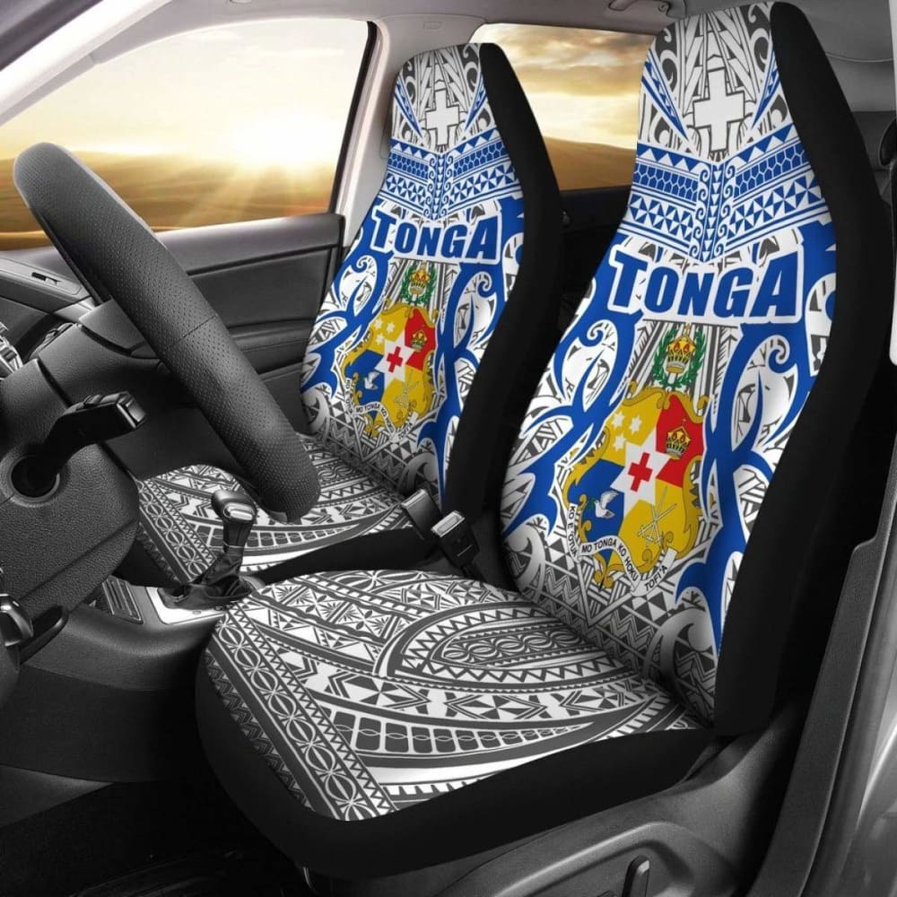 Tonga Car Seat Covers - Kingdom Of Tonga Set Of 2 (White Blue) 181703 - YourCarButBetter