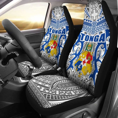 Tonga Car Seat Covers - Kingdom Of Tonga Set Of 2 (White Blue) 181703 - YourCarButBetter