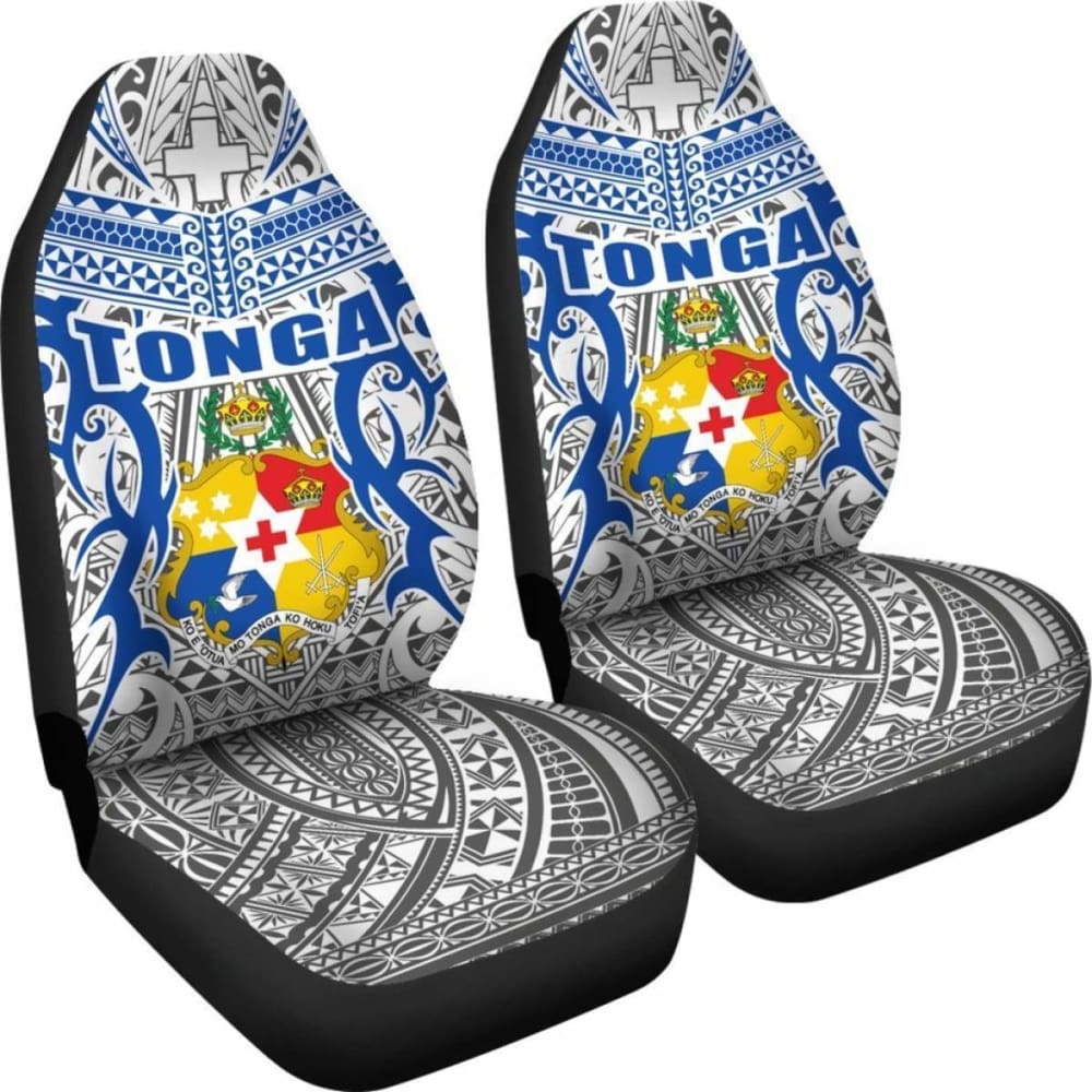 Tonga Car Seat Covers - Kingdom Of Tonga Set Of 2 (White Blue) 181703 - YourCarButBetter