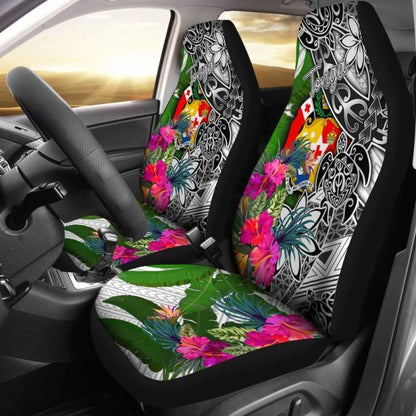 Tonga Car Seat Covers White - Turtle Plumeria Banana Leaf - 091114 - YourCarButBetter