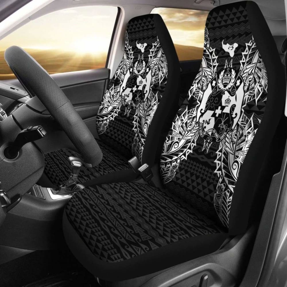 Tonga Polynesia Car Seat Cover Map Black 39 181703 - YourCarButBetter