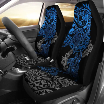 Tonga Polynesian Car Seat Covers - Blue Turtle Flowing - Amazing 091114 - YourCarButBetter