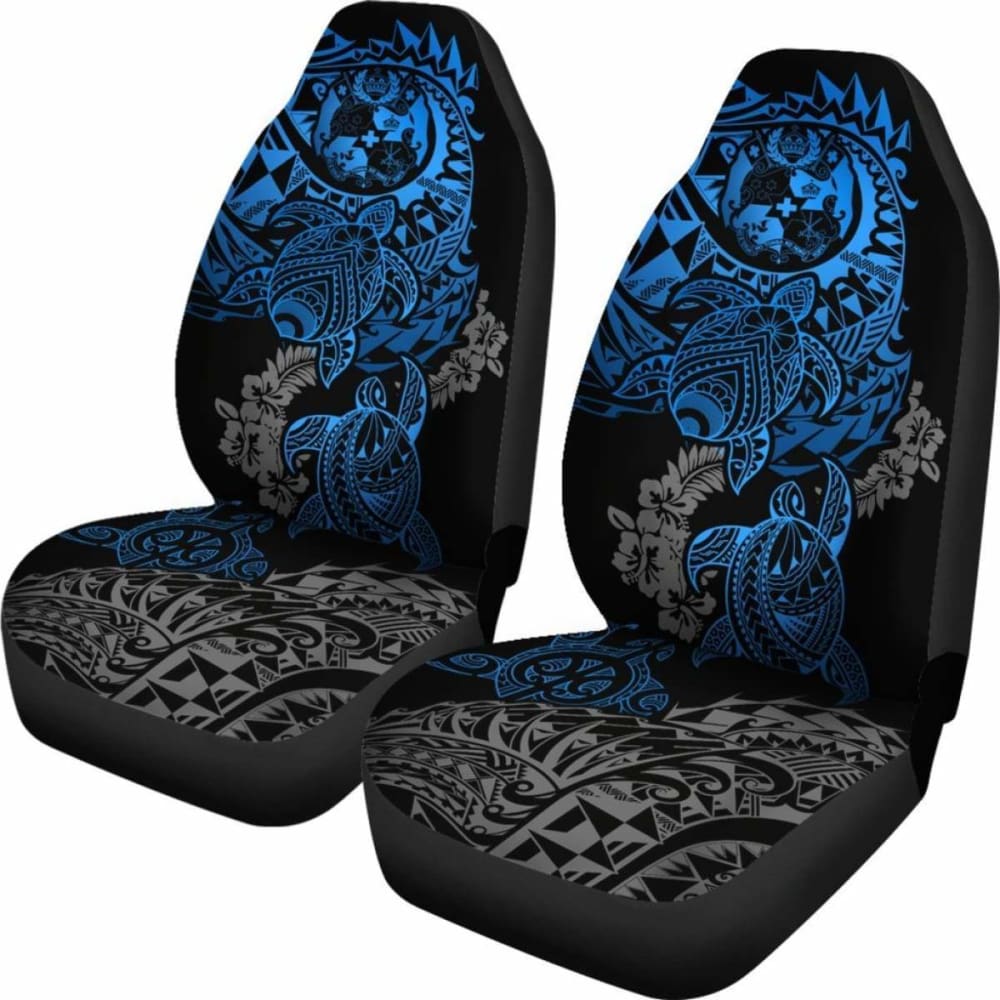 Tonga Polynesian Car Seat Covers - Blue Turtle Flowing - Amazing 091114 - YourCarButBetter