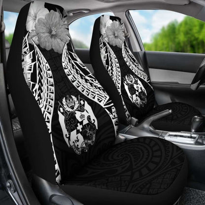 Tonga Polynesian Car Seat Covers Pride Seal And Hibiscus Black - 232125 - YourCarButBetter