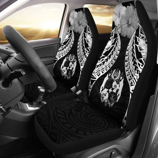 Tonga Polynesian Car Seat Covers Pride Seal And Hibiscus Black - 232125 - YourCarButBetter