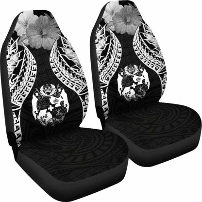 Tonga Polynesian Car Seat Covers Pride Seal And Hibiscus Black - 232125 - YourCarButBetter
