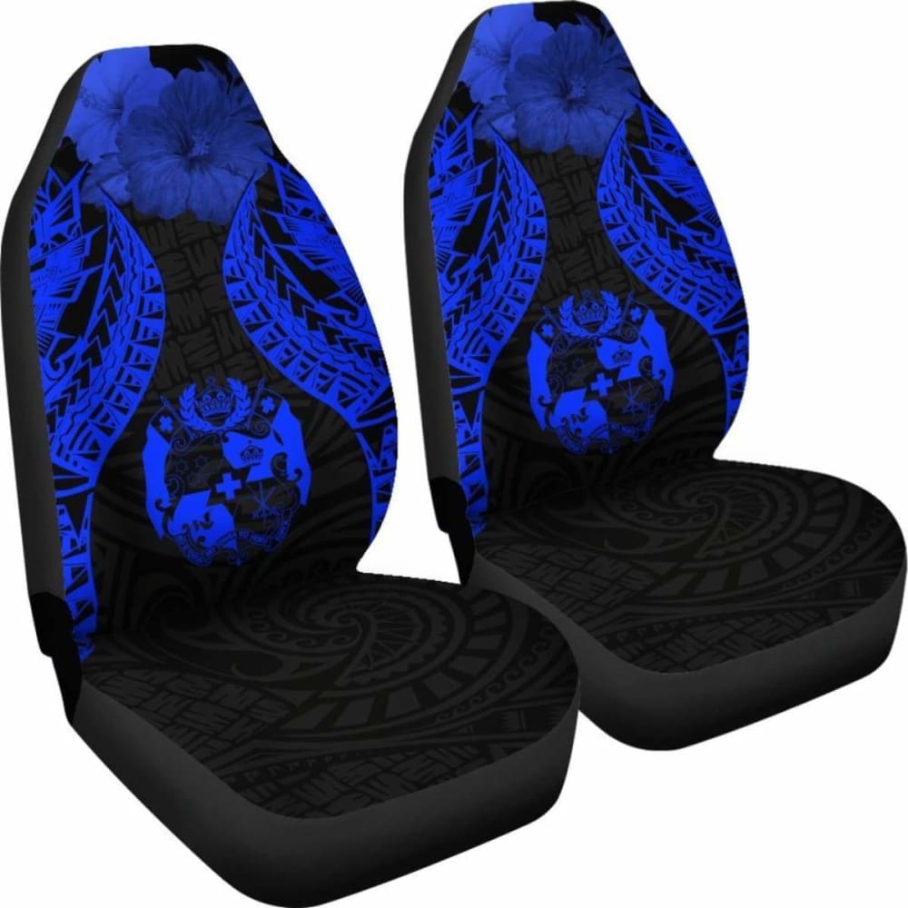 Tonga Polynesian Car Seat Covers Pride Seal And Hibiscus Blue - 232125 - YourCarButBetter