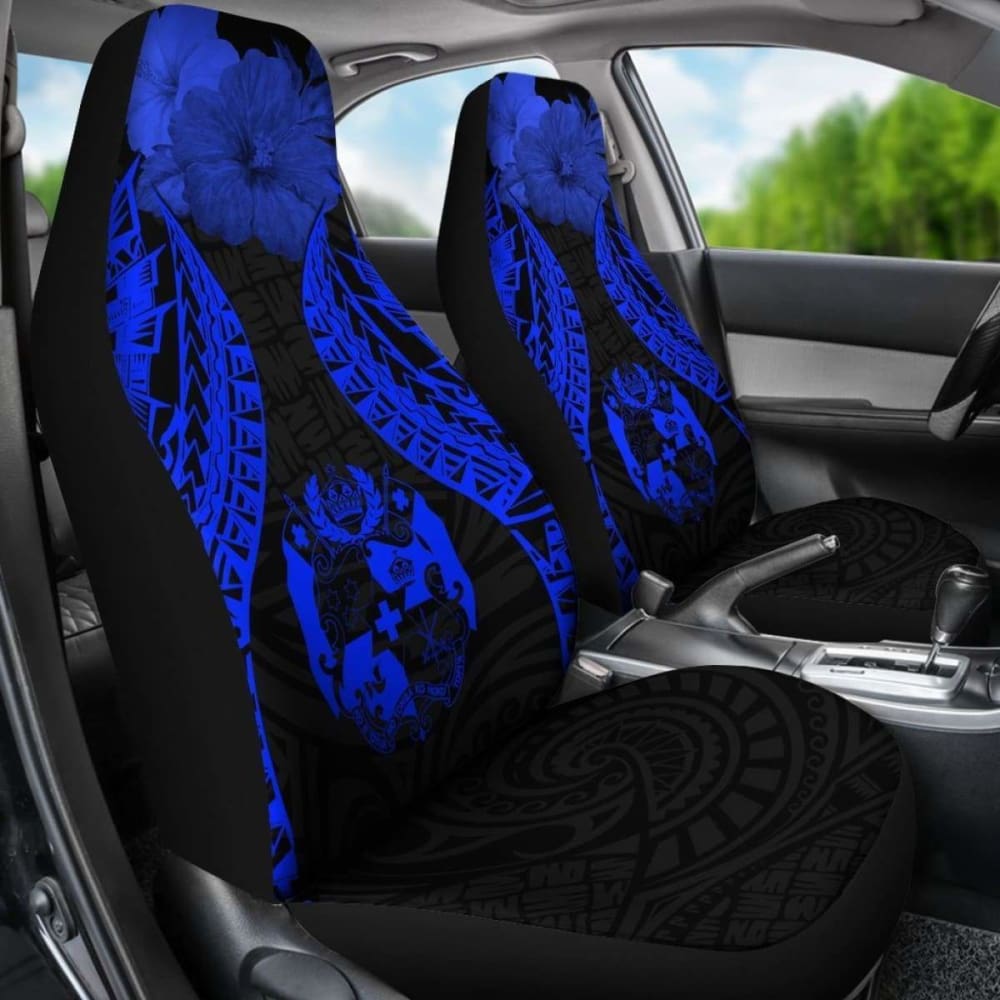 Tonga Polynesian Car Seat Covers Pride Seal And Hibiscus Blue - 232125 - YourCarButBetter
