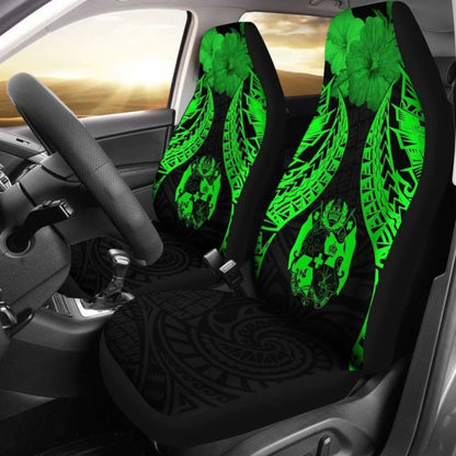 Tonga Polynesian Car Seat Covers Pride Seal And Hibiscus Green - 232125 - YourCarButBetter