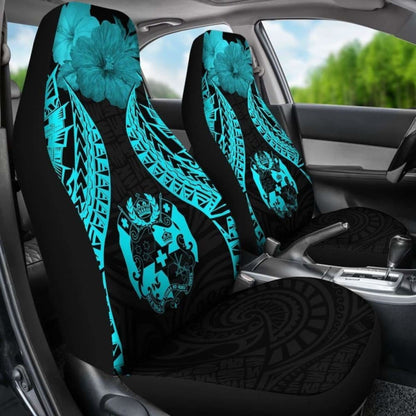 Tonga Polynesian Car Seat Covers Pride Seal And Hibiscus Neon Blue - 232125 - YourCarButBetter