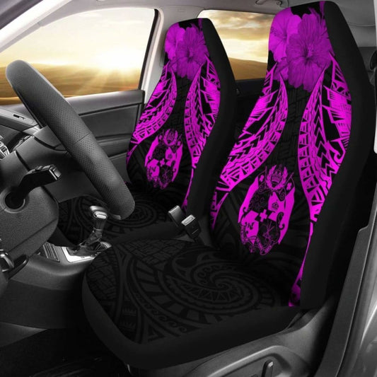 Tonga Polynesian Car Seat Covers Pride Seal And Hibiscus Pink - 232125 - YourCarButBetter