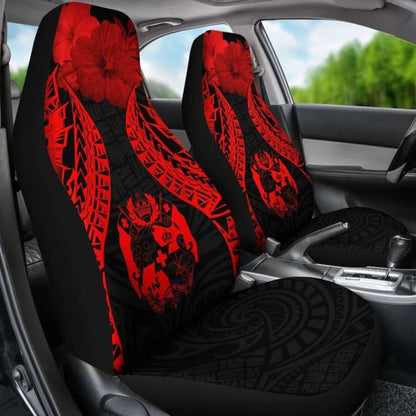Tonga Polynesian Car Seat Covers Pride Seal And Hibiscus Red - 232125 - YourCarButBetter
