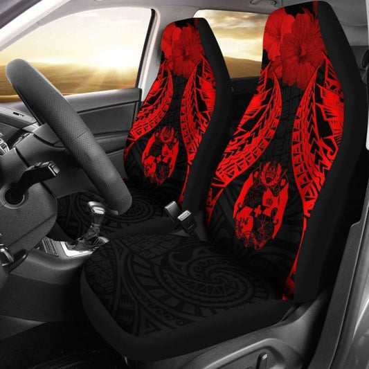 Tonga Polynesian Car Seat Covers Pride Seal And Hibiscus Red - 232125 - YourCarButBetter