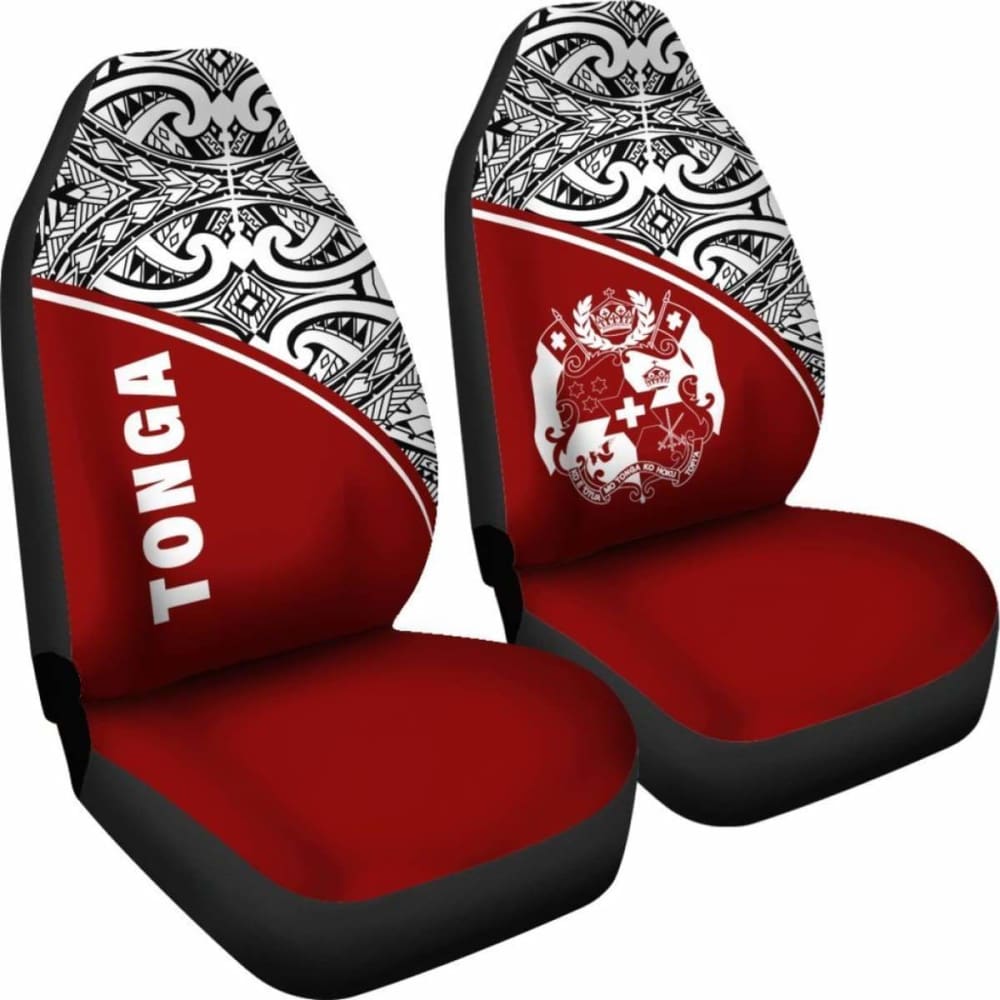 Tonga Polynesian Car Seat Covers - Red Curve - 11 181703 - YourCarButBetter