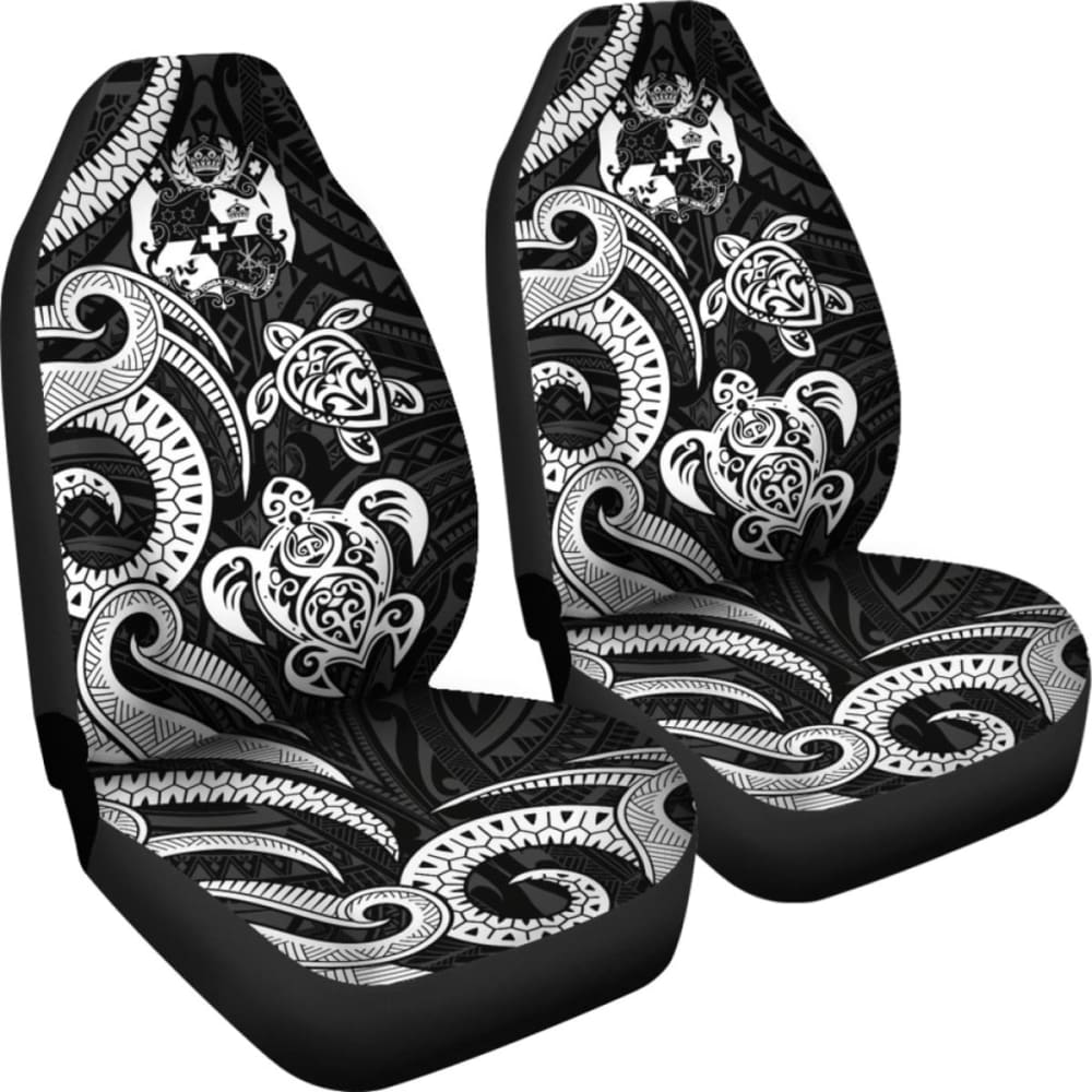 Tonga Polynesian Car Seat Covers - White Tentacle Turtle - 091114 - YourCarButBetter
