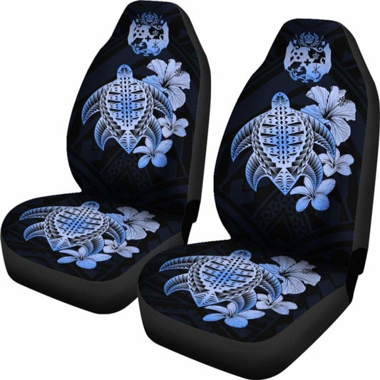 Tongan Car Seat Covers Hibiscus Plumeria Mix Polynesian Turtle Blue Awesome 091114 - YourCarButBetter