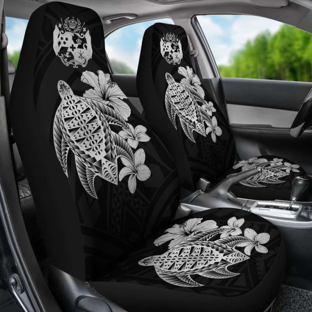 Tongan Car Seat Covers Hibiscus Plumeria Mix Polynesian Turtle Gray Awesome 091114 - YourCarButBetter