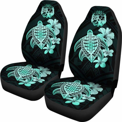 Tongan Car Seat Covers Hibiscus Plumeria Mix Polynesian Turtle Turquoise Awesome 091114 - YourCarButBetter