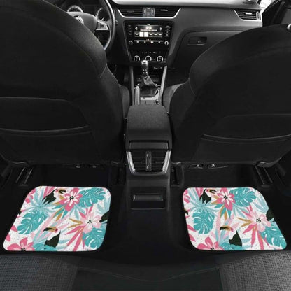Toucan Tropical Flower Leave Pattern Front And Back Car Mats 105905 - YourCarButBetter