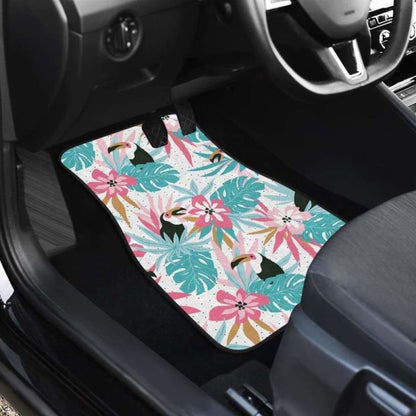 Toucan Tropical Flower Leave Pattern Front And Back Car Mats 105905 - YourCarButBetter