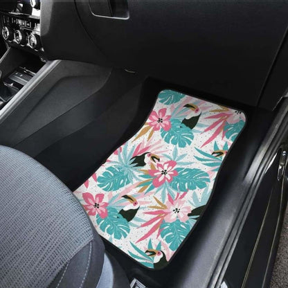 Toucan Tropical Flower Leave Pattern Front And Back Car Mats 105905 - YourCarButBetter