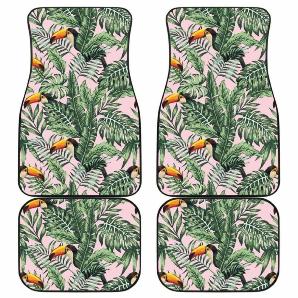 Toucan Tropical Green Jungle Palm Pattern Front And Back Car Mats 105905 - YourCarButBetter