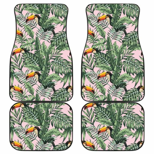 Toucan Tropical Green Jungle Palm Pattern Front And Back Car Mats 105905 - YourCarButBetter