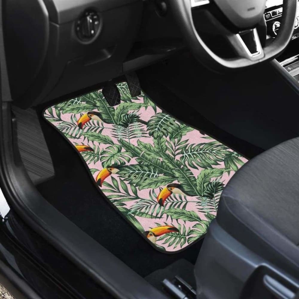 Toucan Tropical Green Jungle Palm Pattern Front And Back Car Mats 105905 - YourCarButBetter